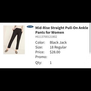 Old Navy “Straight Pull-on Ankle Pants” sz 18-NEW!